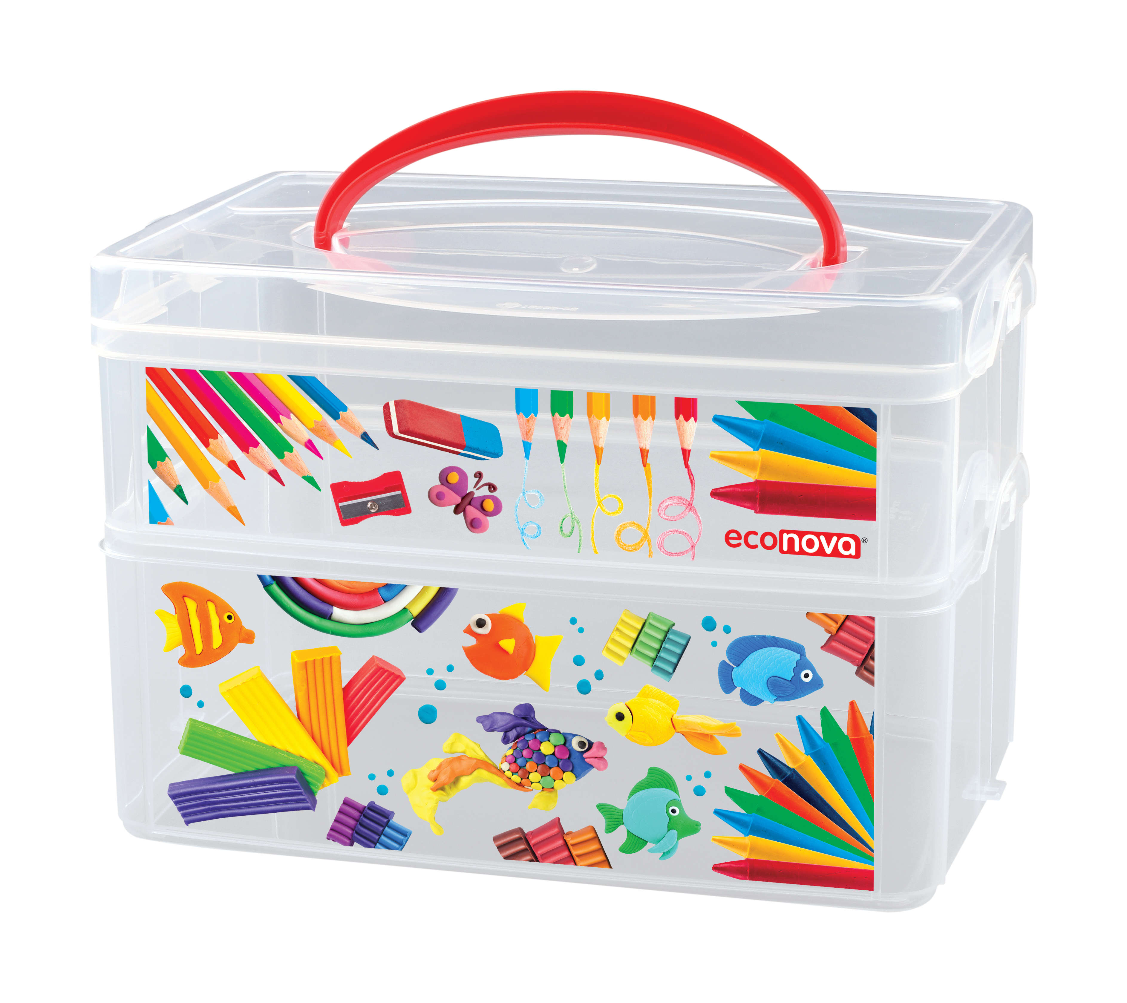 изображение Коробка универсальная с ручкой и декором ART BOX  245Х160х165 2 СЕКЦИИ1